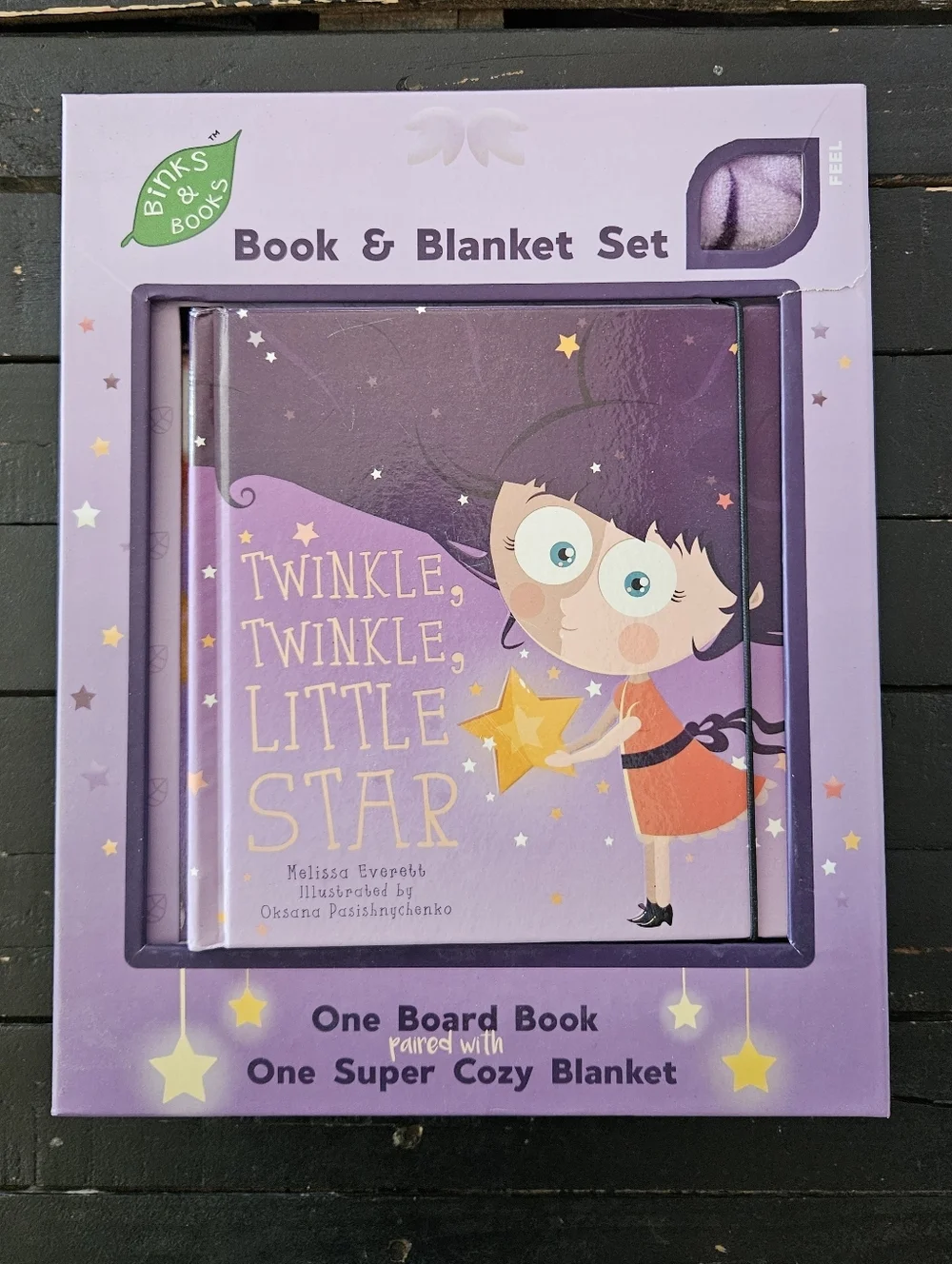 Binks & Books NWT Twinkle, Twinkle, Little Star Book & Blanket Set Purple Gift
